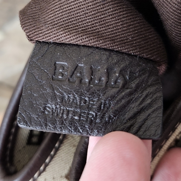 Bally Leather Harness Canvas Print Bag Satchel Tote Purse - Picture 10 of 12